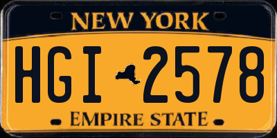NY license plate HGI2578