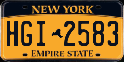 NY license plate HGI2583