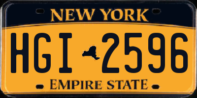 NY license plate HGI2596
