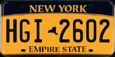NY license plate HGI2602