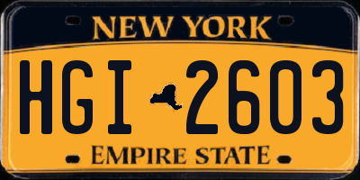 NY license plate HGI2603