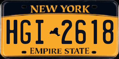 NY license plate HGI2618