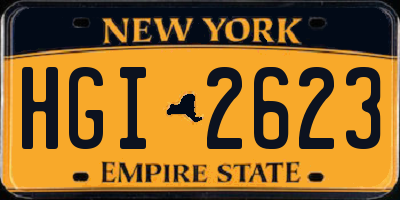 NY license plate HGI2623