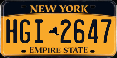 NY license plate HGI2647
