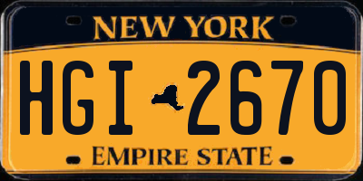NY license plate HGI2670