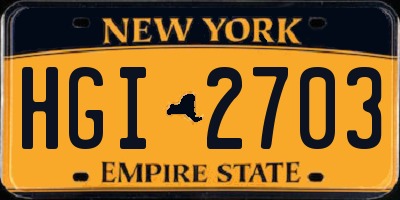 NY license plate HGI2703