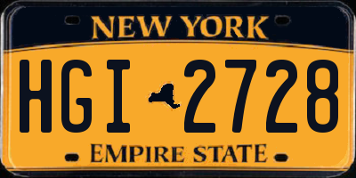 NY license plate HGI2728