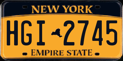 NY license plate HGI2745