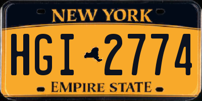 NY license plate HGI2774