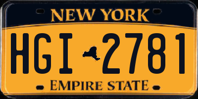 NY license plate HGI2781