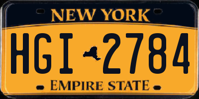 NY license plate HGI2784