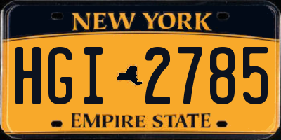 NY license plate HGI2785
