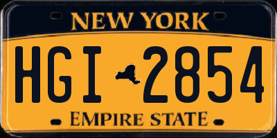 NY license plate HGI2854