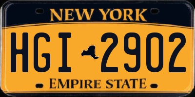 NY license plate HGI2902