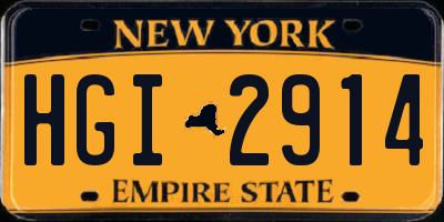 NY license plate HGI2914