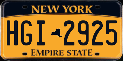 NY license plate HGI2925