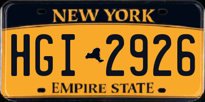 NY license plate HGI2926