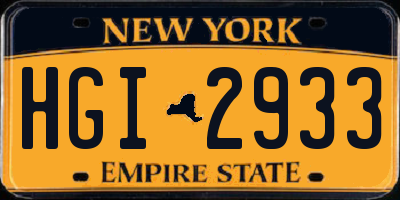 NY license plate HGI2933