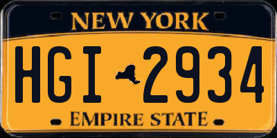 NY license plate HGI2934