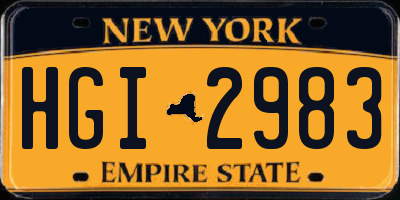 NY license plate HGI2983