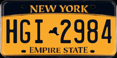 NY license plate HGI2984