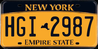 NY license plate HGI2987