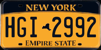 NY license plate HGI2992