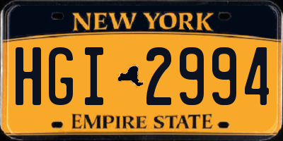 NY license plate HGI2994