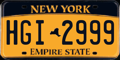 NY license plate HGI2999