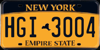 NY license plate HGI3004