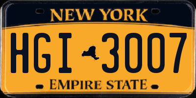 NY license plate HGI3007