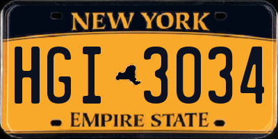NY license plate HGI3034