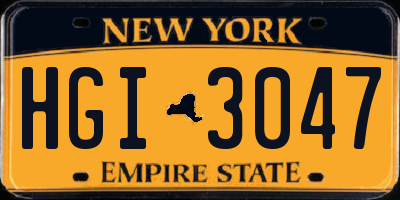 NY license plate HGI3047