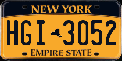 NY license plate HGI3052