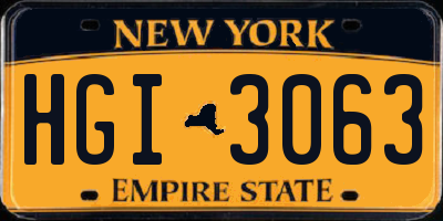 NY license plate HGI3063