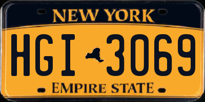 NY license plate HGI3069