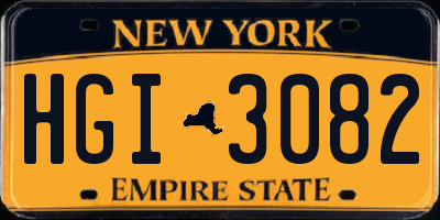 NY license plate HGI3082