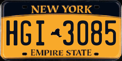 NY license plate HGI3085