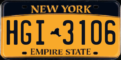 NY license plate HGI3106