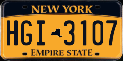 NY license plate HGI3107