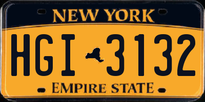 NY license plate HGI3132