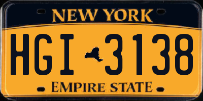 NY license plate HGI3138
