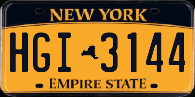NY license plate HGI3144