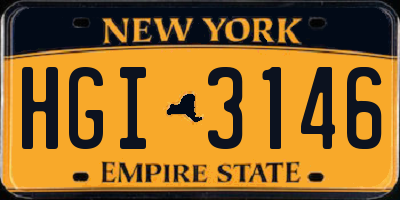 NY license plate HGI3146