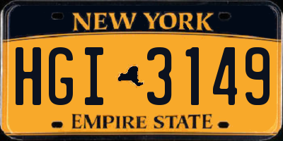 NY license plate HGI3149