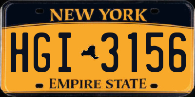 NY license plate HGI3156