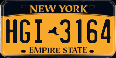 NY license plate HGI3164