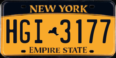 NY license plate HGI3177