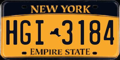 NY license plate HGI3184