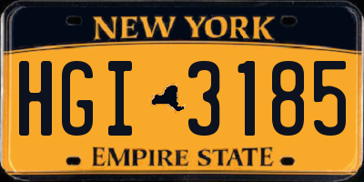 NY license plate HGI3185